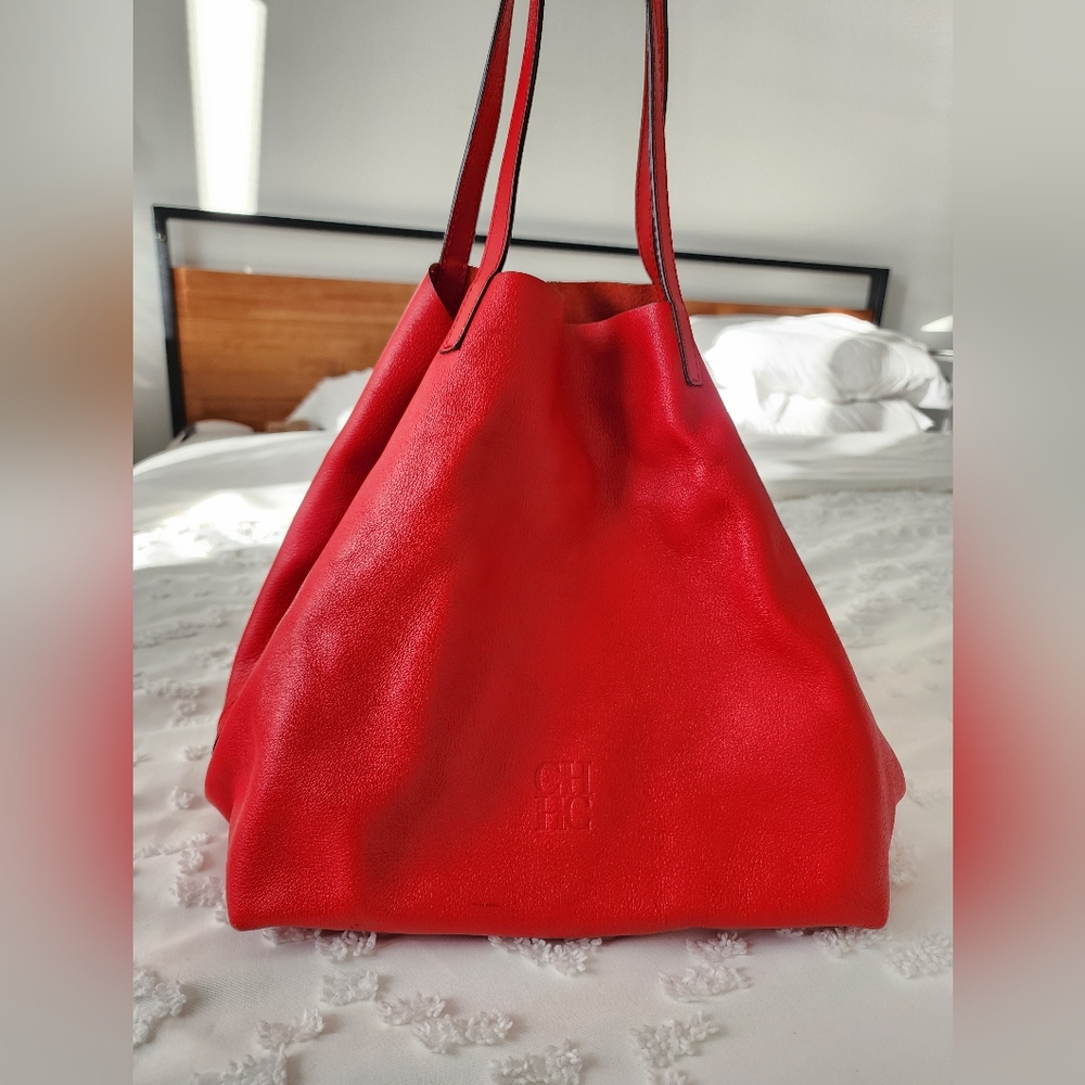 Carolina Herrera Red Leather MATRYOSHKA CH Handbag